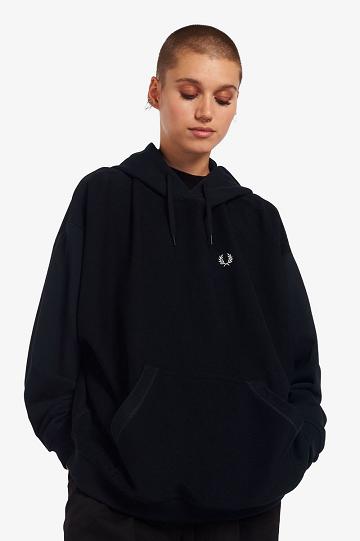 Dámské Mikiny Fred Perry Internal Detail S Kapucí Černé | CZ 1045AHKP
